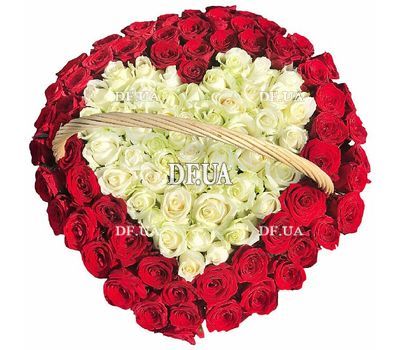A heart of roses in a basket