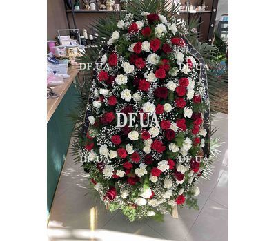 Funeral wreath of fresh flowers