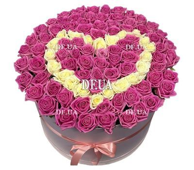 Heart-shaped roses in a box