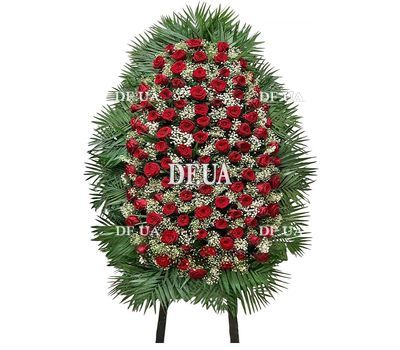 Wreath of red roses for funeral