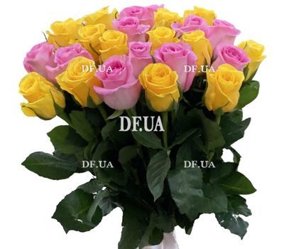 29 pink and yellow roses