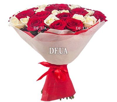 27 red and white roses